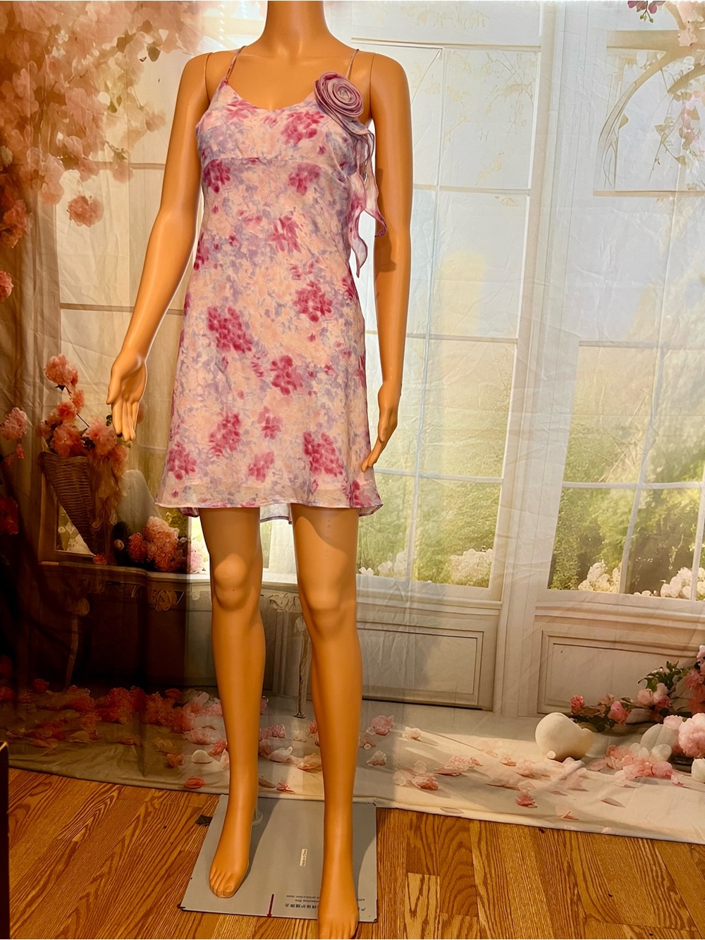 ASTR the label Floral Lavender & Pink Dress with Rosette Accent